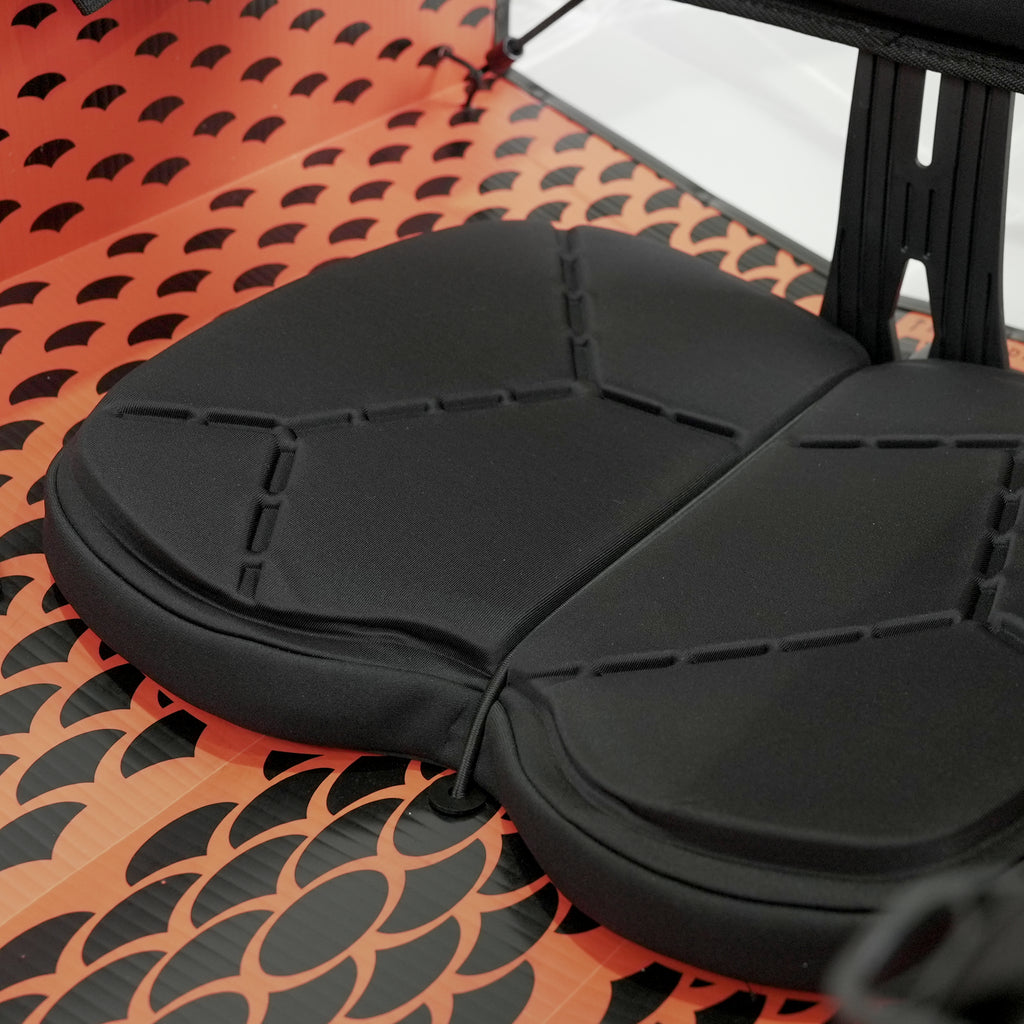 Close up view of kayak seat 