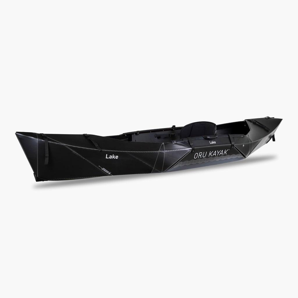 Side view of the Oru Kayak Lake model in black.